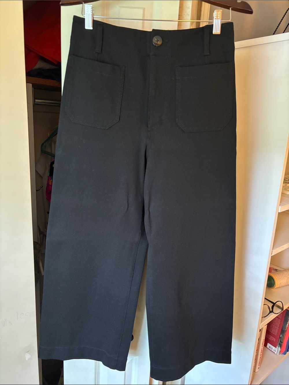 Maeve Collette high rise Black Cropped Wide-Leg Pants